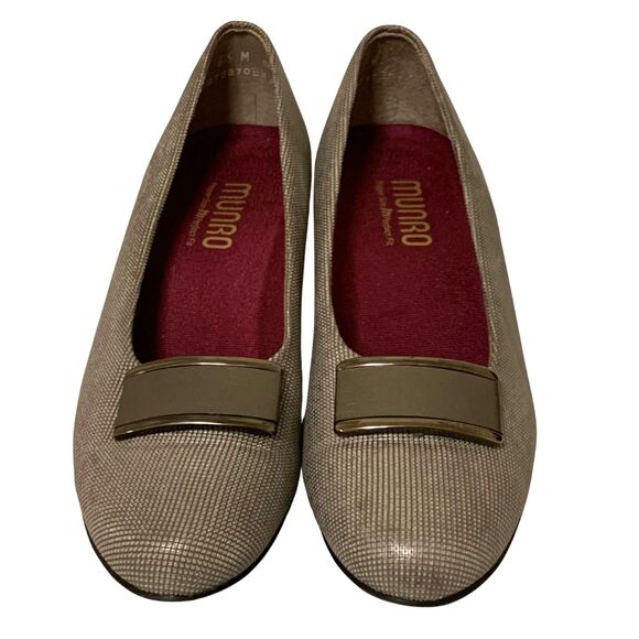 Munro American Comfort Flats Grey Metalic Print Block Heels Size 6.5 - Picture 3 of 9